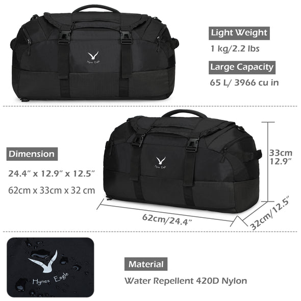 Hynes Eagle 65L Duffel Backpack  Gym Bag